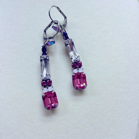 Sorrelli Pink and Silver Gemstone Earrings-Vintage